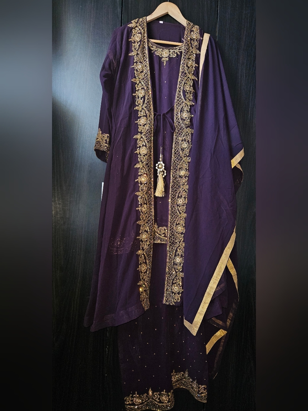 Purple Embroidered Traditional Outfit